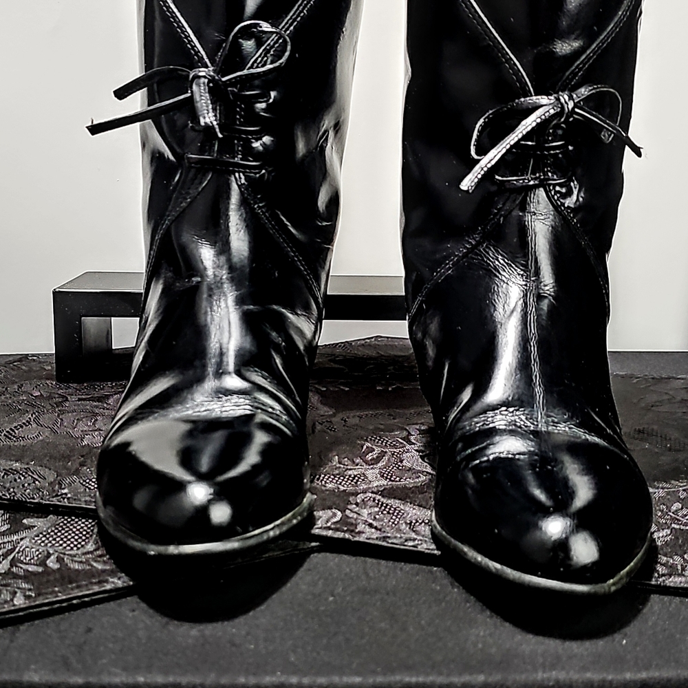 Italian Black Leather Riding Boots - Picture 6 of 9